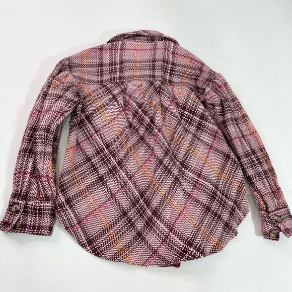 Anthropolgie Jacket Shacket Women Small Hudson Plaid Pink Heavy Button Up Cozy - Picture 10 of 13